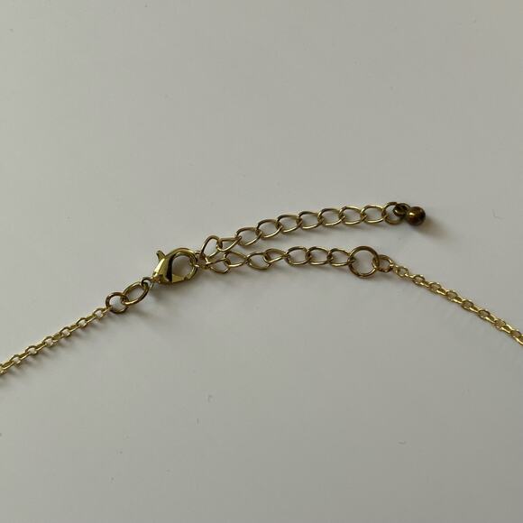 Fringe chain beaded statement necklace gold and gunmetal, boho chic indie - Picture 4 of 4